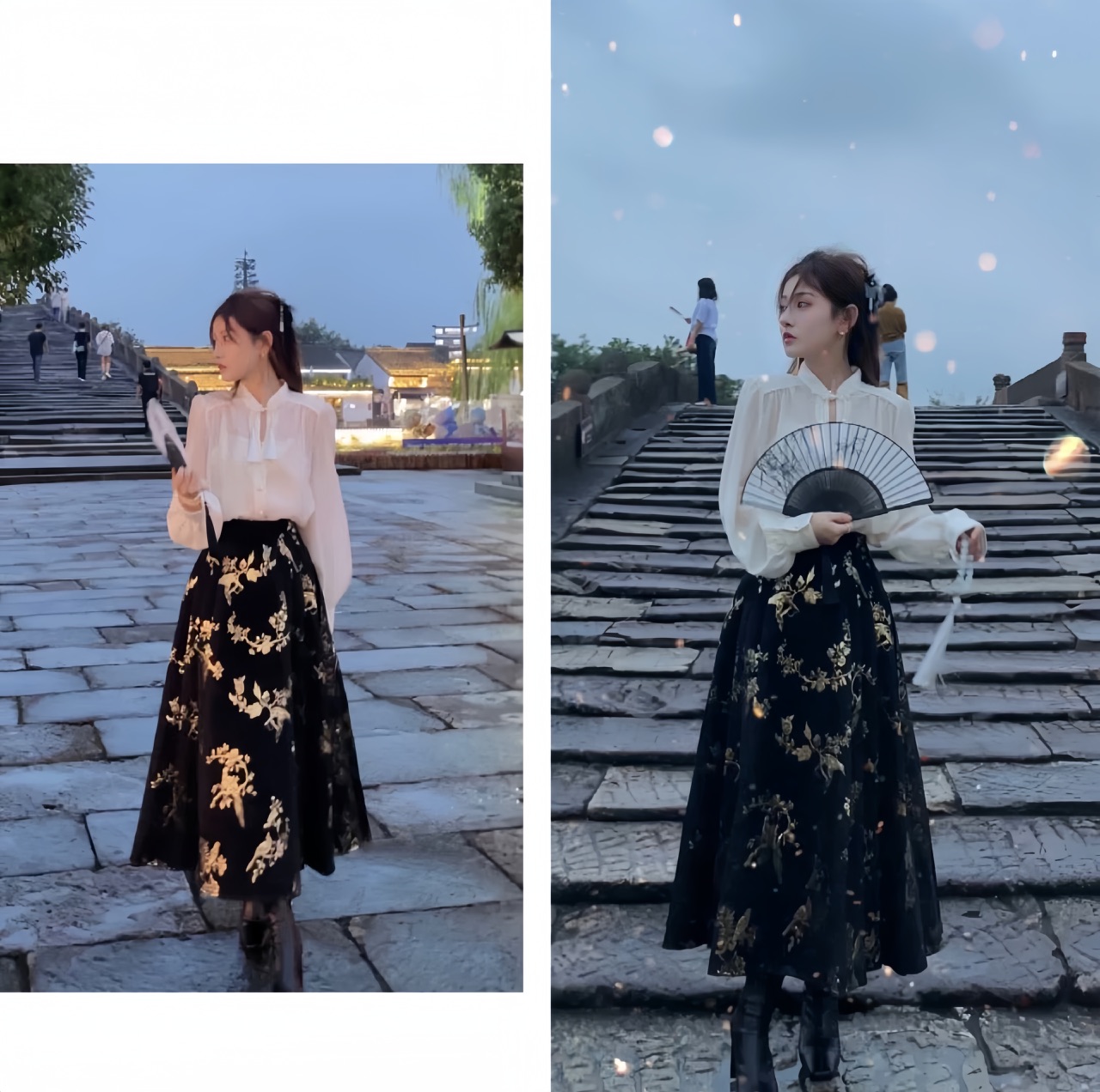 2024新款新中式國風馬面裙套裝女長袖襯衫+高級感半身長裙兩件套
