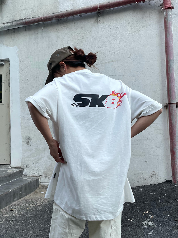 美式街頭ins潮字母印花T恤短袖男女寬鬆oversize圓領上衣
