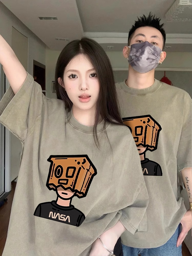 不一樣情侶裝夏裝2024新款短袖t恤高級感小眾超火潮牌特別的上衣