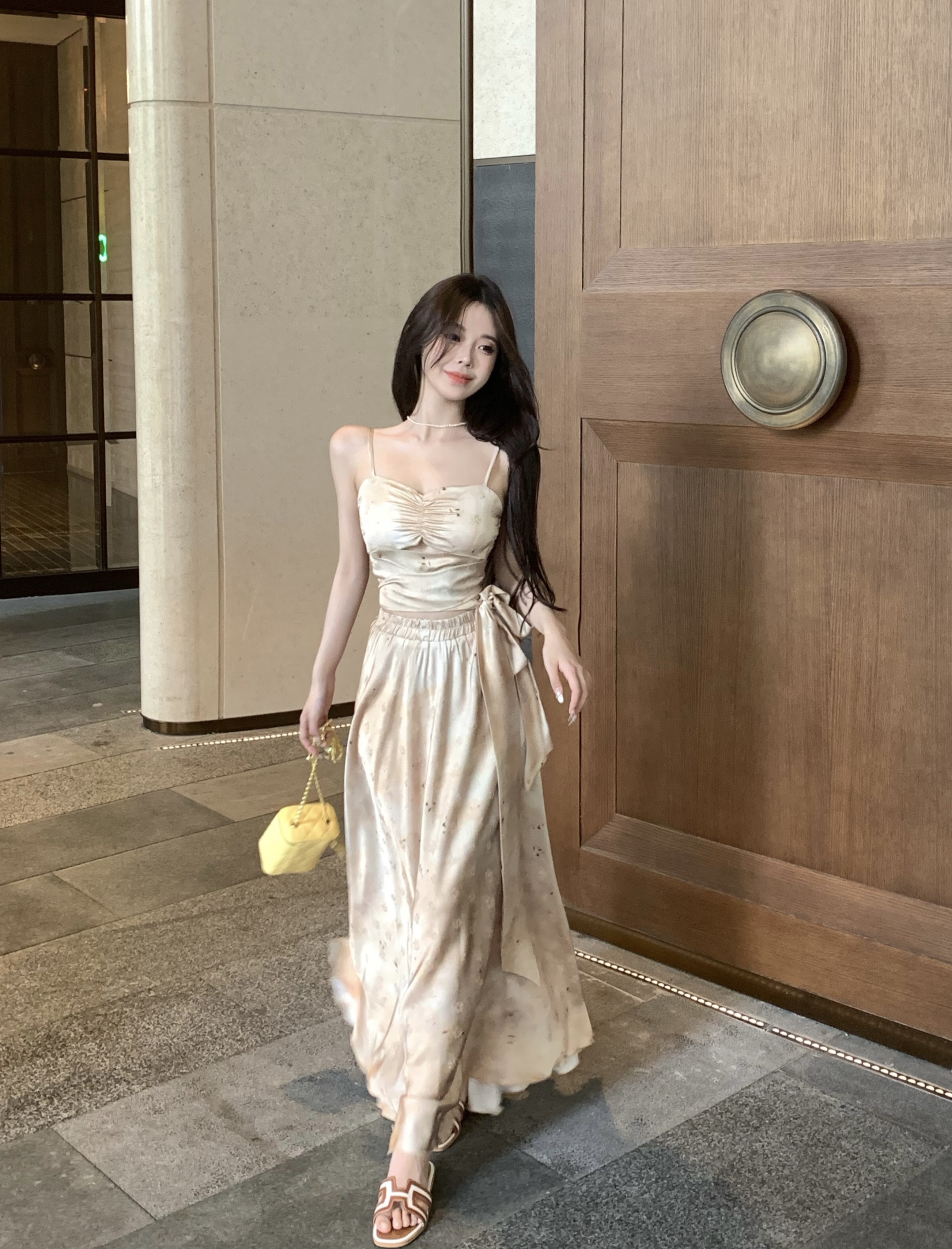 茶系穿搭一整套夏季新中式套裝女新款辣妹兩件套裙裝