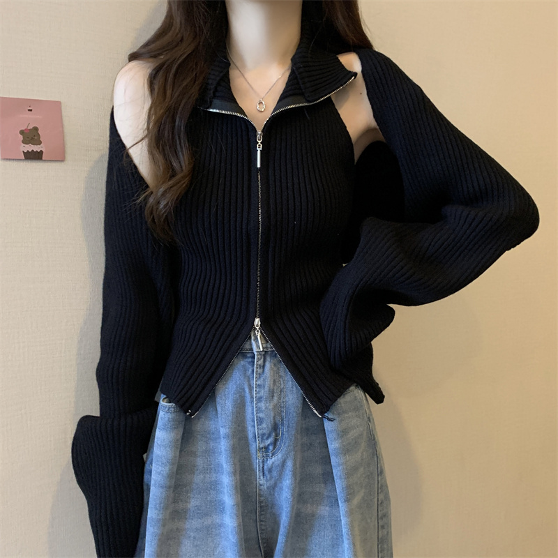 氣質新款辣妹套裝針織開衫坎肩外套女秋季顯瘦修身洋氣背心兩件套
