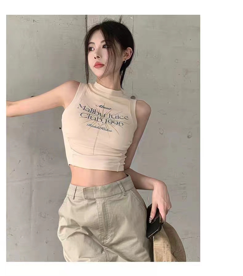 已出貨 無袖背心女夏季外穿短款修身顯瘦上衣百搭純色簡約