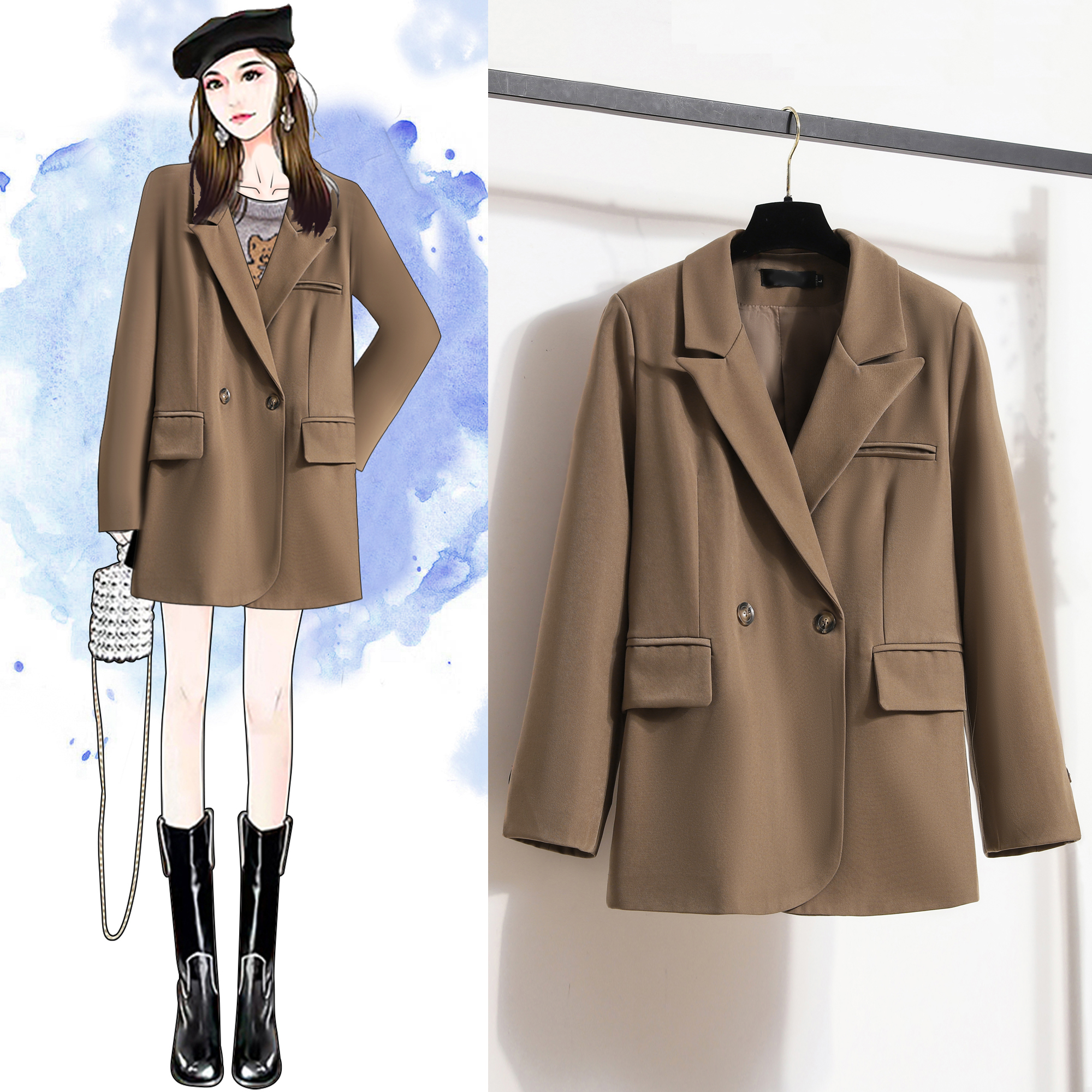 2301 real shot ~ plus size designer niche suit spring loose Korean style high-end suit jacket for women