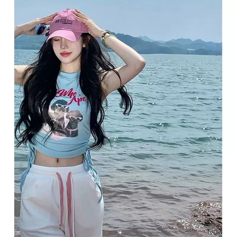 已出貨 美式復古工字背心女夏內搭外穿設計感小眾甜酷辣妹風上衣
