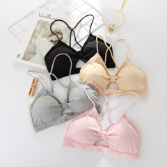 Real-shot ~ Wire-Free Push-Up Bra with Uplift, Sleek Back Design, Hollowed-Out Boned Underbust Top, Basic Strappy Camisole, Women's Underwear Top