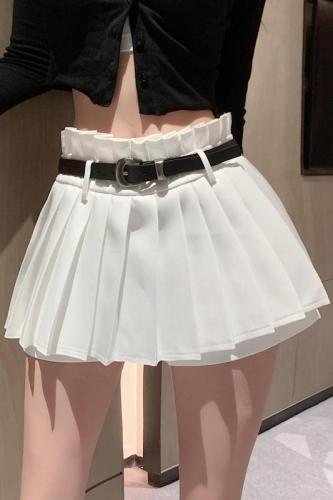 Internet celebrity high-waisted skirt for women in summer new style white short culottes hot girl pleated skirt versatile slimming a-line skirt
