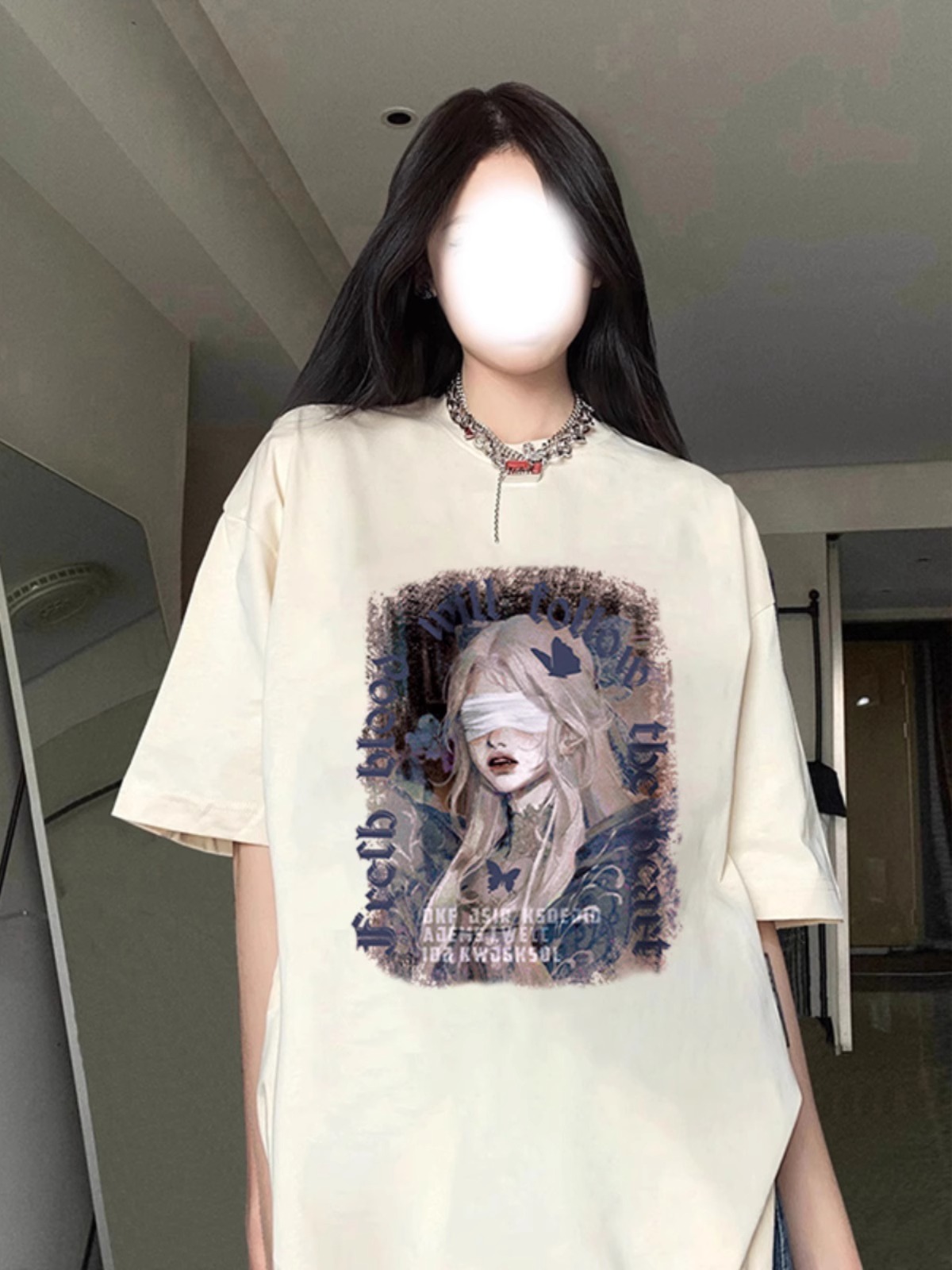 高質量純棉220克精梳緊密手感好直播品質前印花短袖t恤女