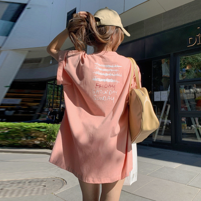 笑臉短袖T恤女夏季新款設計感寬鬆下身失蹤半袖學生上衣
