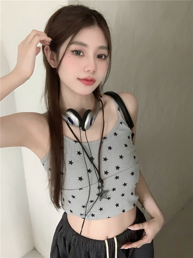 已出貨 純欲美背星星吊帶背心女夏季新款辣妹修身顯瘦短款上衣