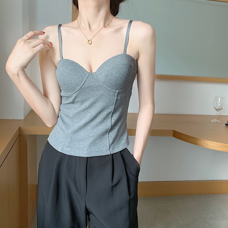 小吊帶背心女內搭帶胸墊一體無袖打底上衣2024年早春新款抹胸美背