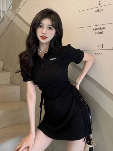 polo dress women's 2024 summer new style waist slimming temperament small age-reducing casual T-shirt skirt