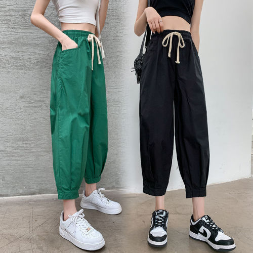 Pure cotton quality workwear harem pants for women summer 2024 new style nine-point thin casual pants trendy bloomers
