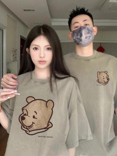 Internet celebrity niche design couple's summer short-sleeved T-shirt 2024 new style different roora suit
