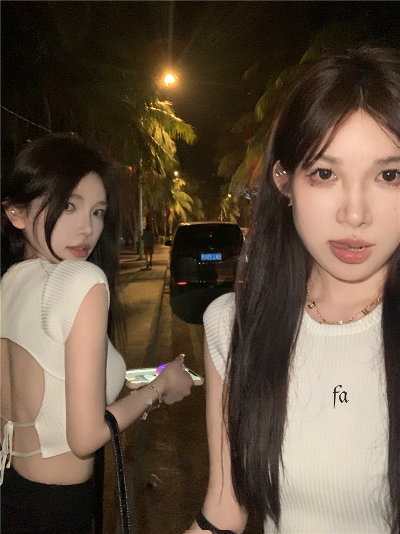 實拍露背辣妹夏日少女短袖T恤