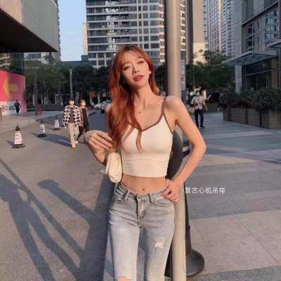 網紅復古心機吊帶背心韓版美背無鋼圈性感裹胸可外穿