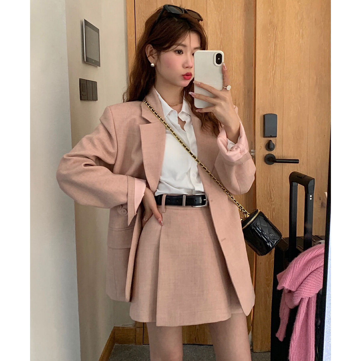 Korean style suit 2024 new spring and autumn temperament single-breasted suit jacket + skirt two-piece set