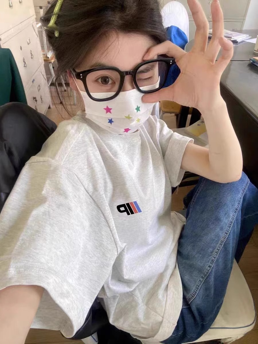 高質量純棉220克精梳緊密手感好直播品質前後印花短袖t恤女