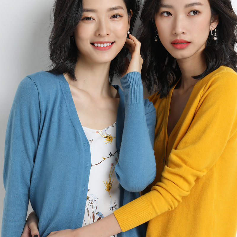 開衫女空調針織短款寬鬆2024春秋新款洋氣v領外套毛衣針織衫外搭