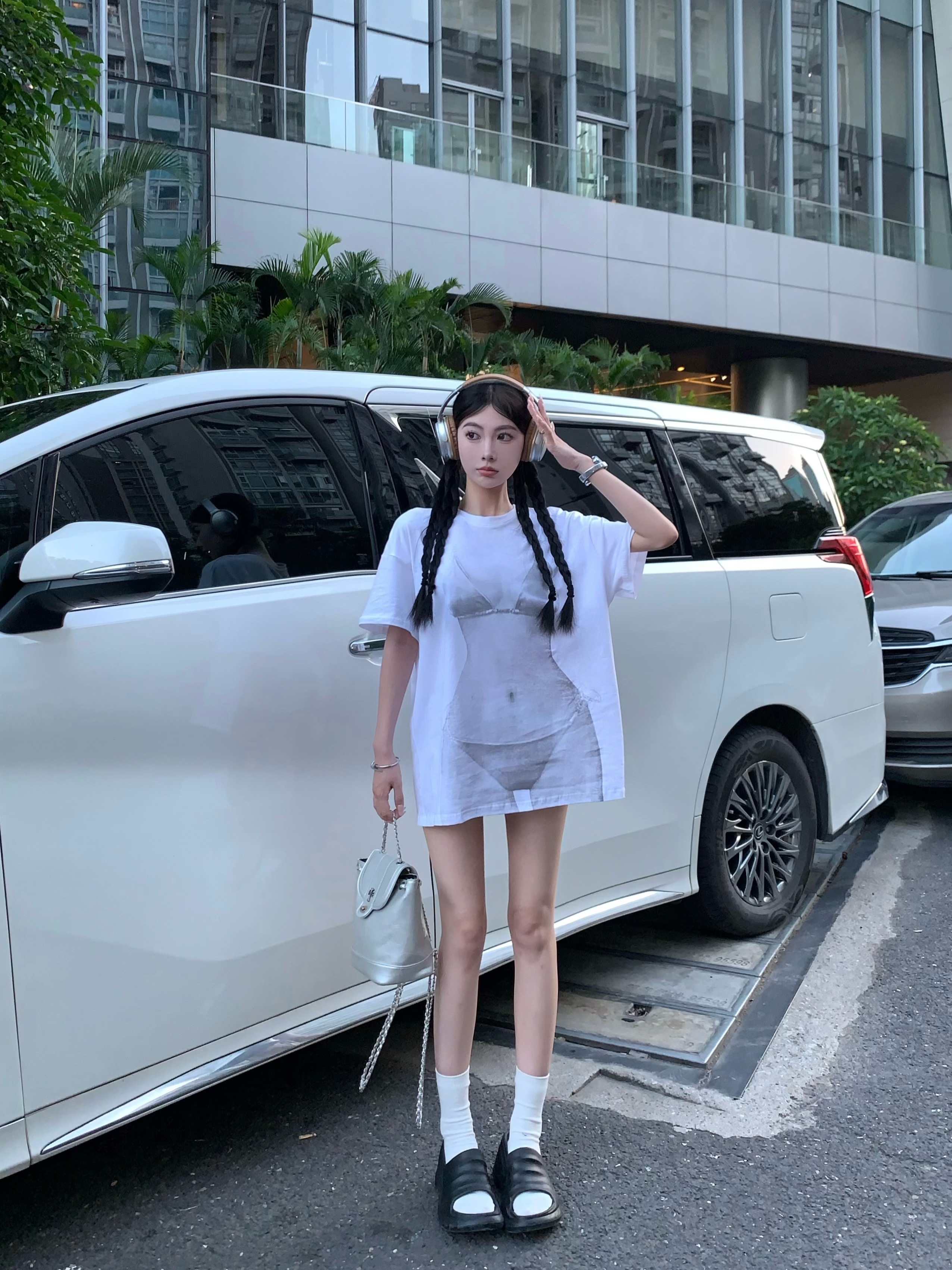 實拍 透視效果t恤寬鬆街頭感顯瘦辣妹短袖上衣