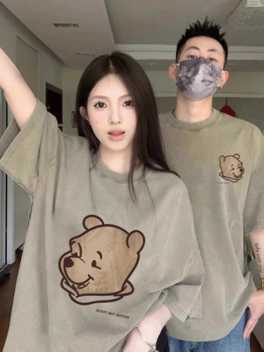 Internet celebrity niche design couple's summer short-sleeved T-shirt 2024 new style different roora suit