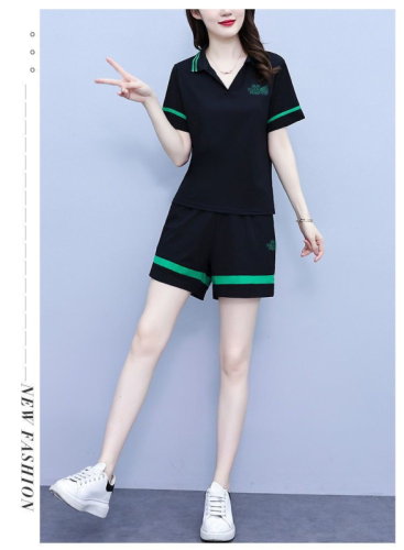 运动休闲套装女2024夏装韩版潮流女士大码时尚洋气短袖短裤两件套
