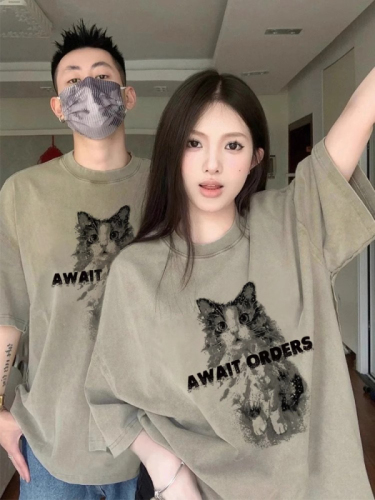 Designed summer short-sleeved T-shirt Internet celebrity niche and fairy couple wear 2024 new style different roora suit