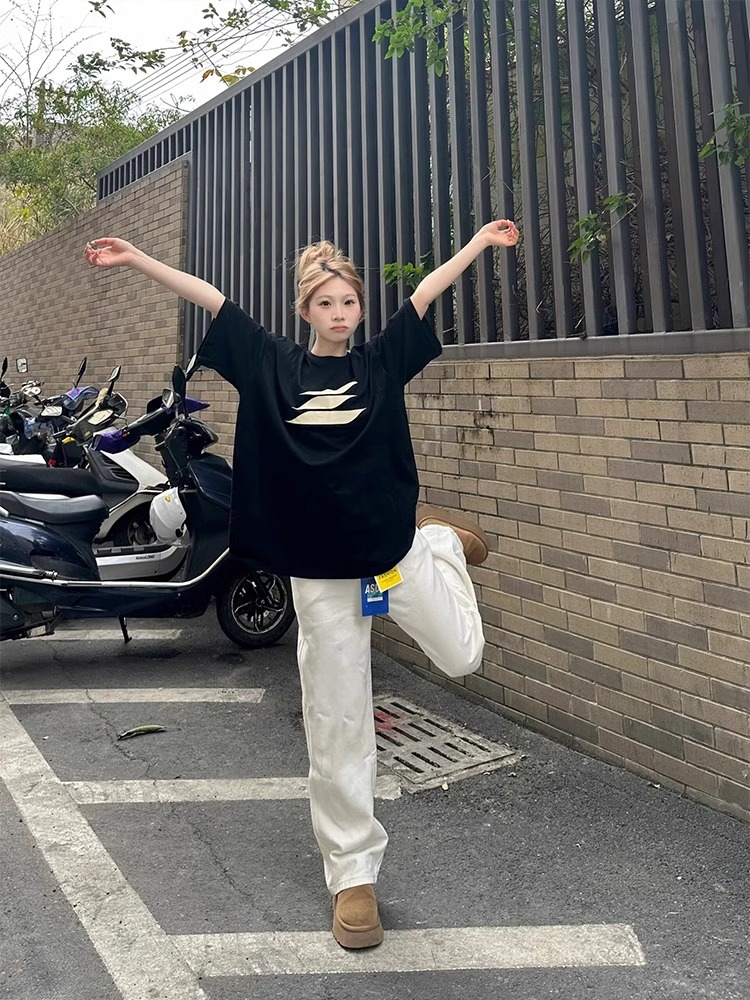 高質量純棉220克精梳緊密手感好直播品質前印花短袖t恤女