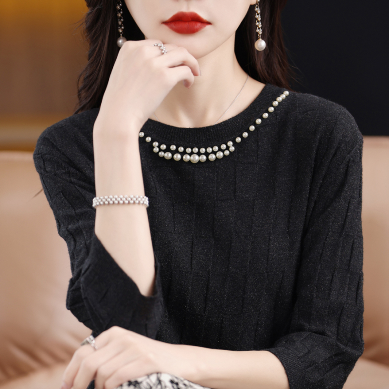 實拍！實拍！有大圖！2024實拍春夏新款針織衫圓領T恤上衣女
