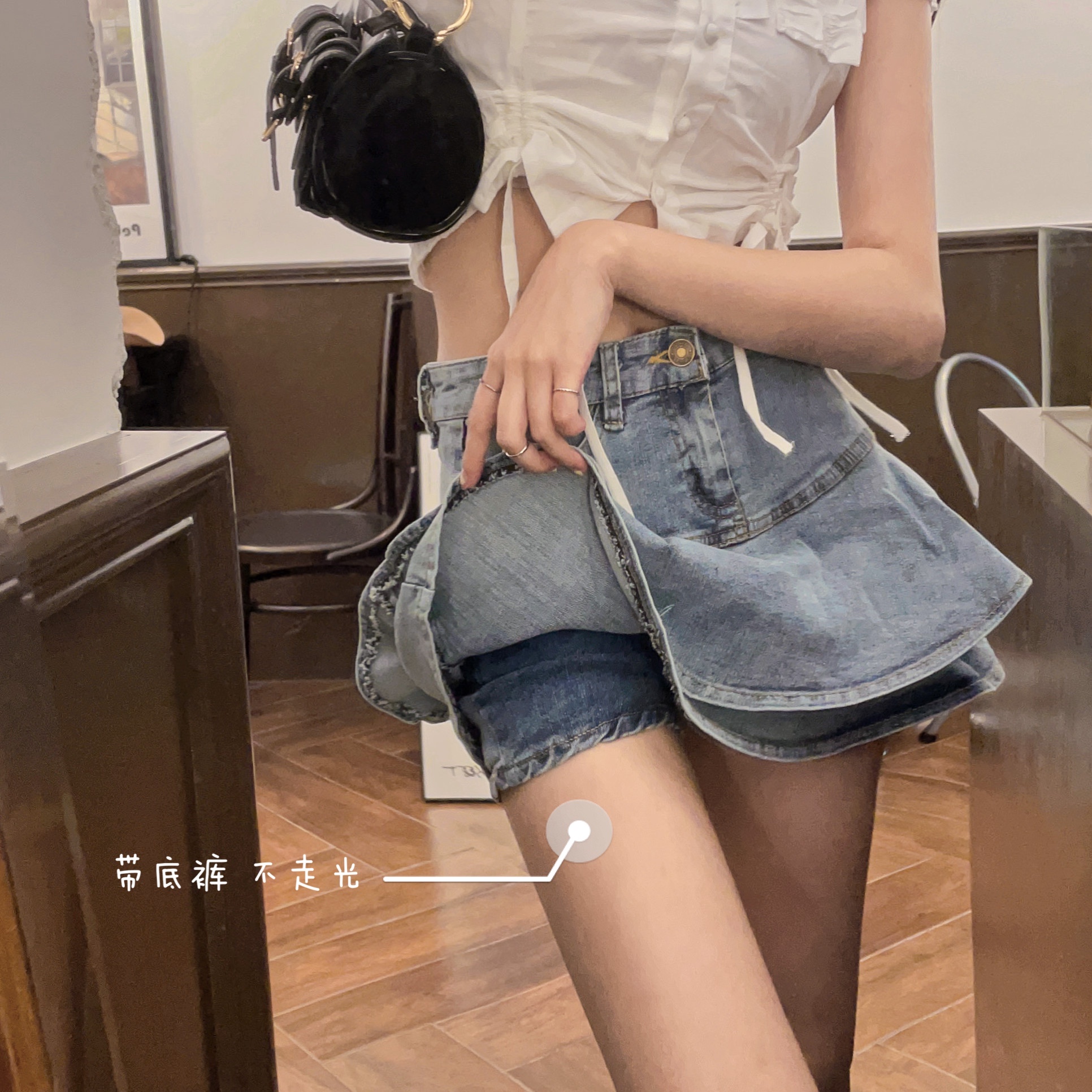 實拍 牛仔裙半身裙女法式復古高腰蛋糕裙百褶a字裙褲包臀短裙