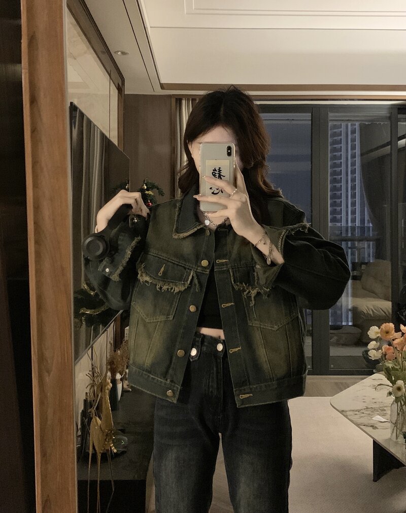 復古做舊毛邊牛仔外套春季新款韓版小個子高級感短款上衣女