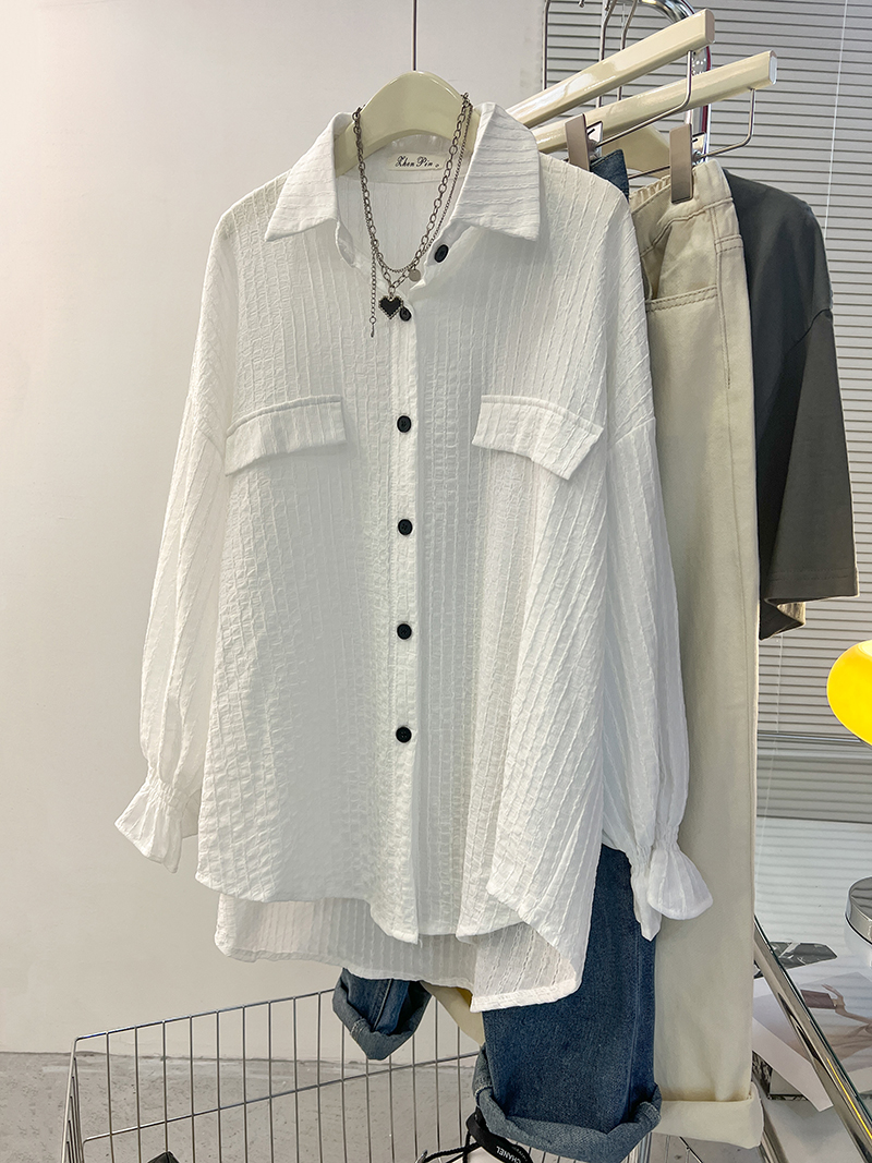 | 實拍 | 夏季寬鬆POLO領百搭薄款開衫防曬服外套襯衫女潮