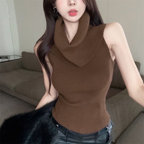 Actual shot of 2024 spring fashion pile collar pullover vest sweater bottoming versatile sweater