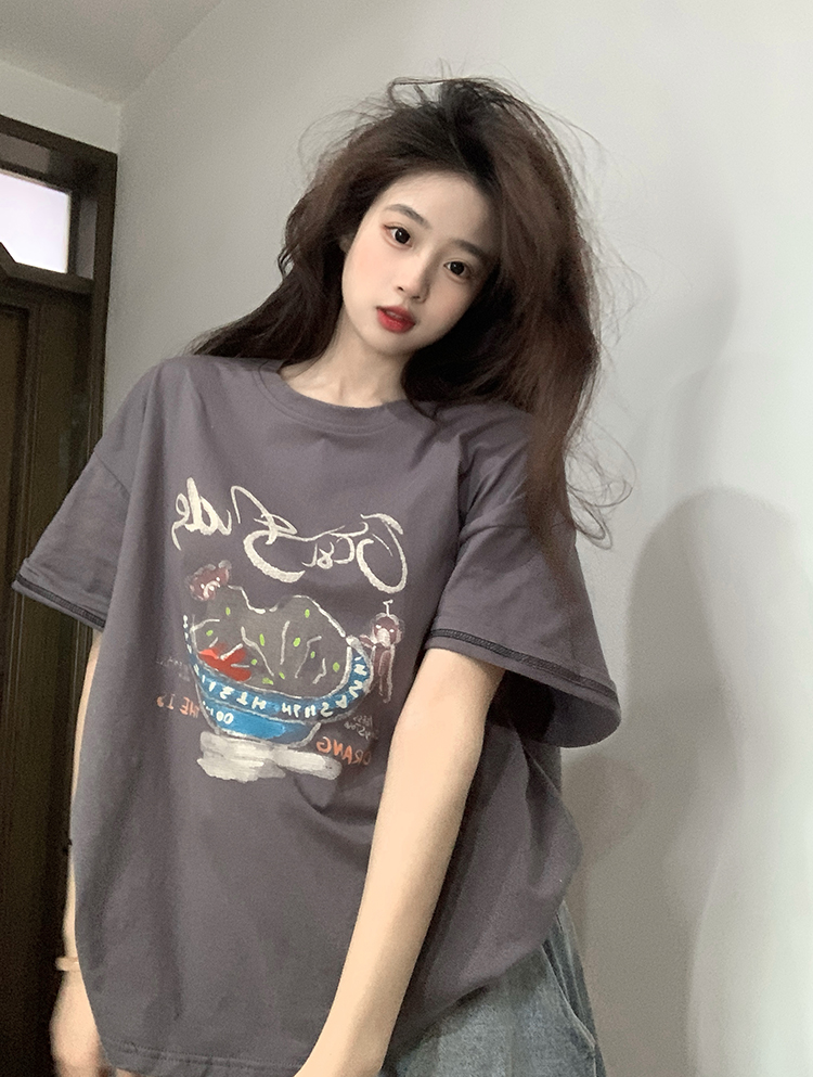 原創~實拍~印花純棉短袖T恤女印花半袖上衣