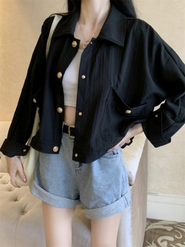 ~Work style short shirt jacket women's long sleeve casual petite cardigan top