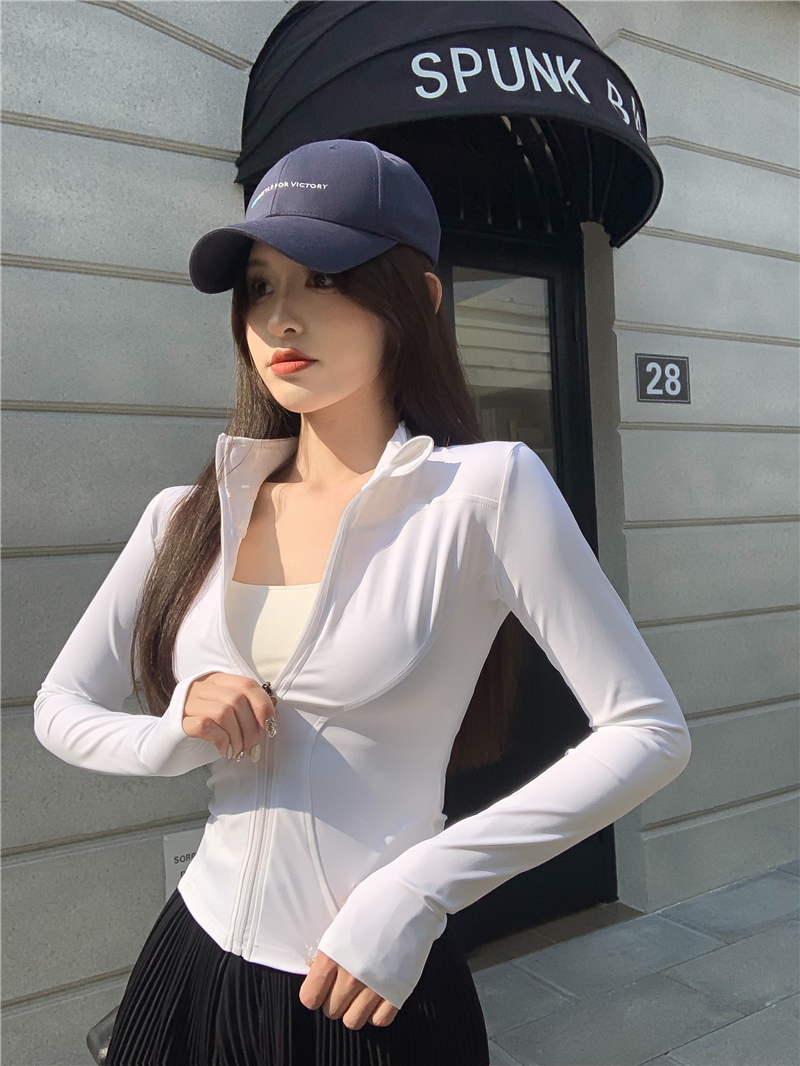 Actual shot~ Women's fitness jacket, tight-fitting quick-drying top, long-sleeved anti-tank sports Pilates yoga top