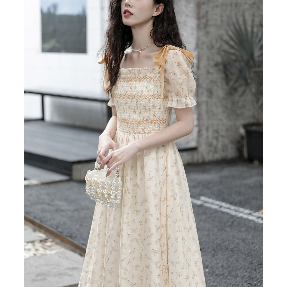 連衣裙2024新款夏裙子女設計感小眾法式復古甜美溫柔風碎花連衣裙