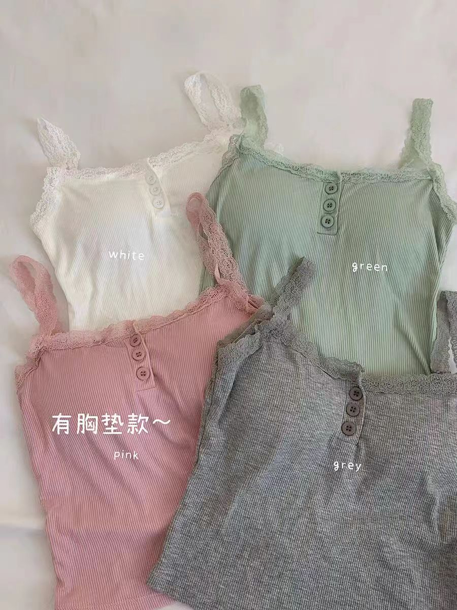 人棉＋胸墊 早春打底吊帶背心帶胸墊2024新款