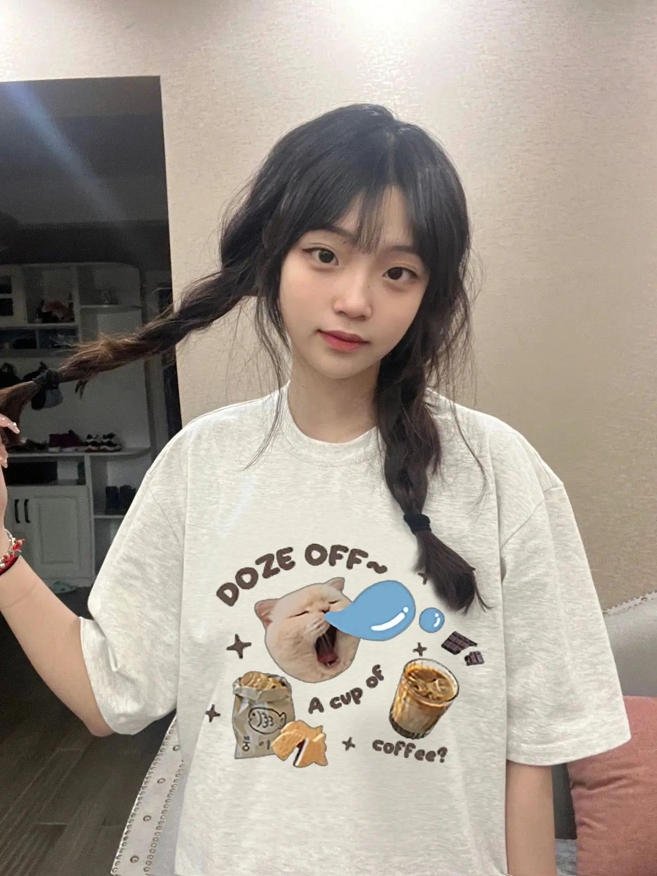 高質量純棉220克精梳緊密手感好直播品質前印花短袖t恤女