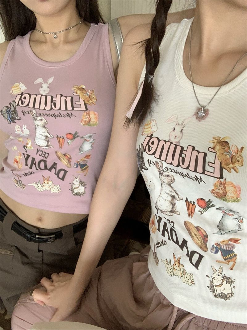 已出貨 美式辣妹吊帶背心女修身顯瘦百搭高級感外穿短款上衣女