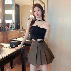 Real-shot Tmall-quality spicy girl backless slim-fit black tube top for women—elegant spring/summer layered innerwear