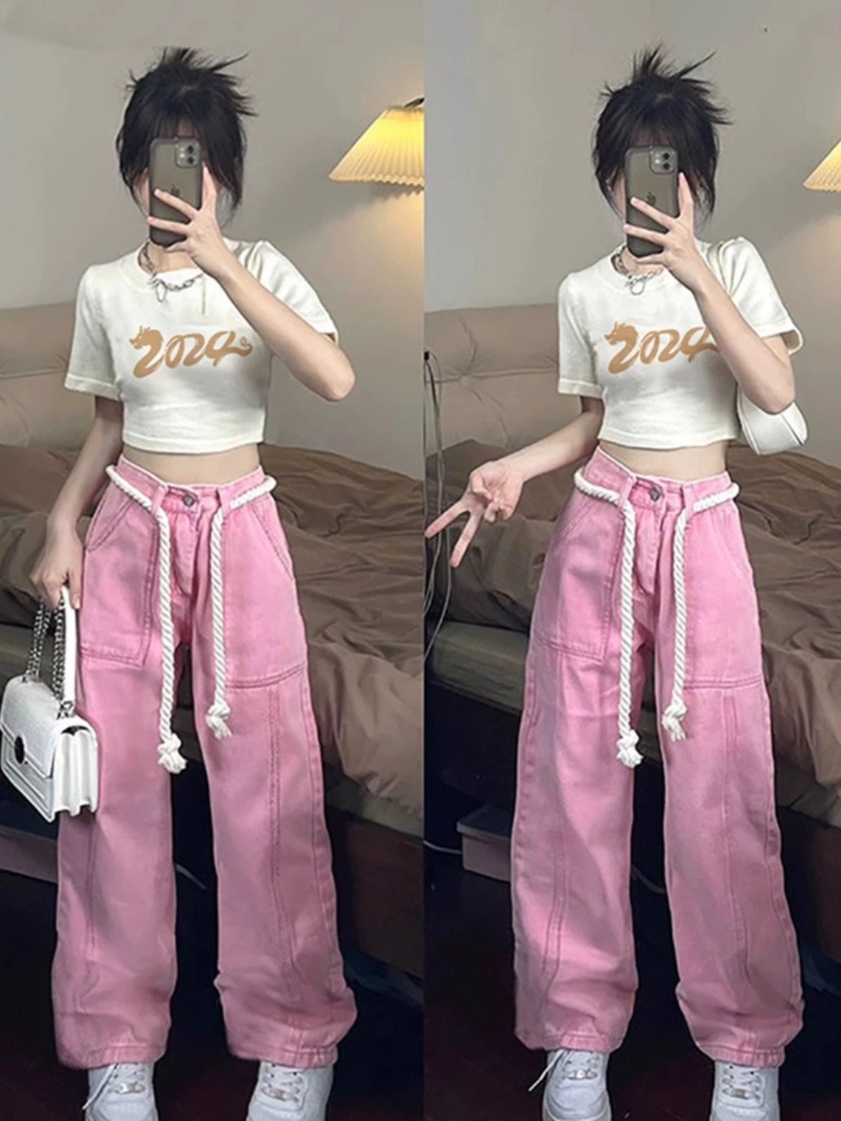 Pure cotton 210g 40 count Odell with elastic live quality front printed short slim fit t-shirt for women