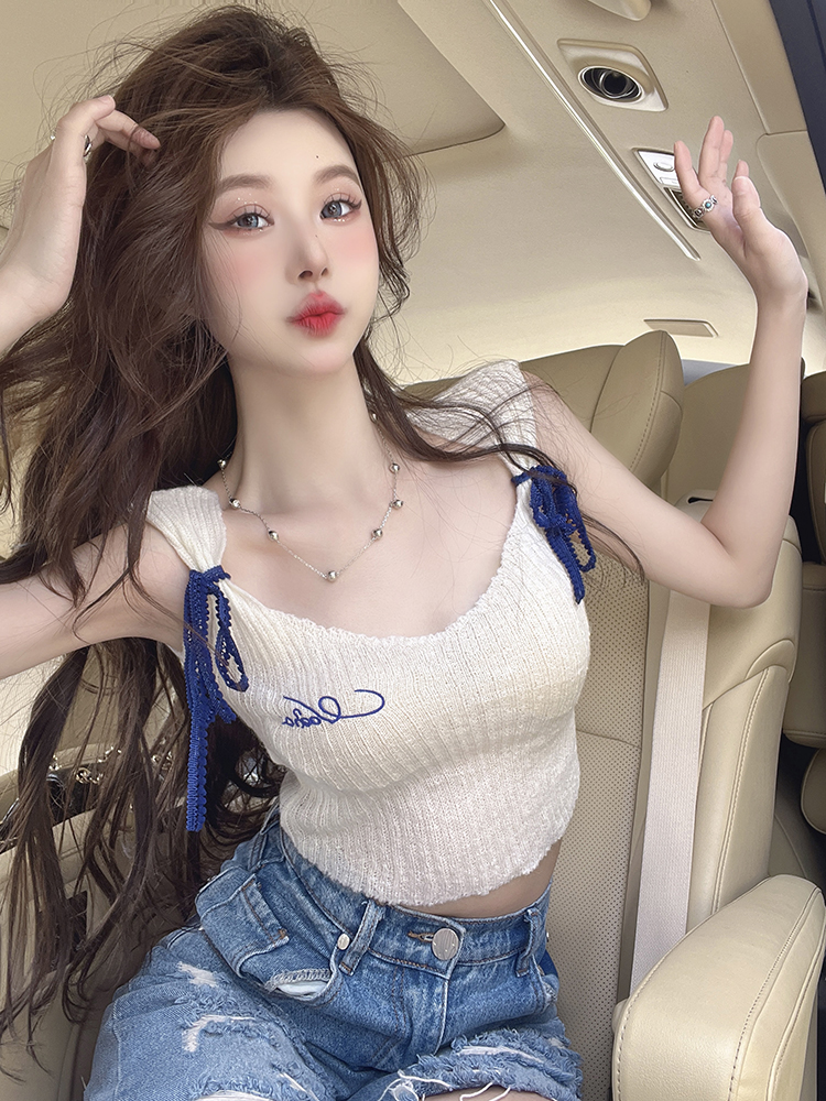 實拍 新款少女純欲吊帶背心甜美輕薄軟糯針織上衣