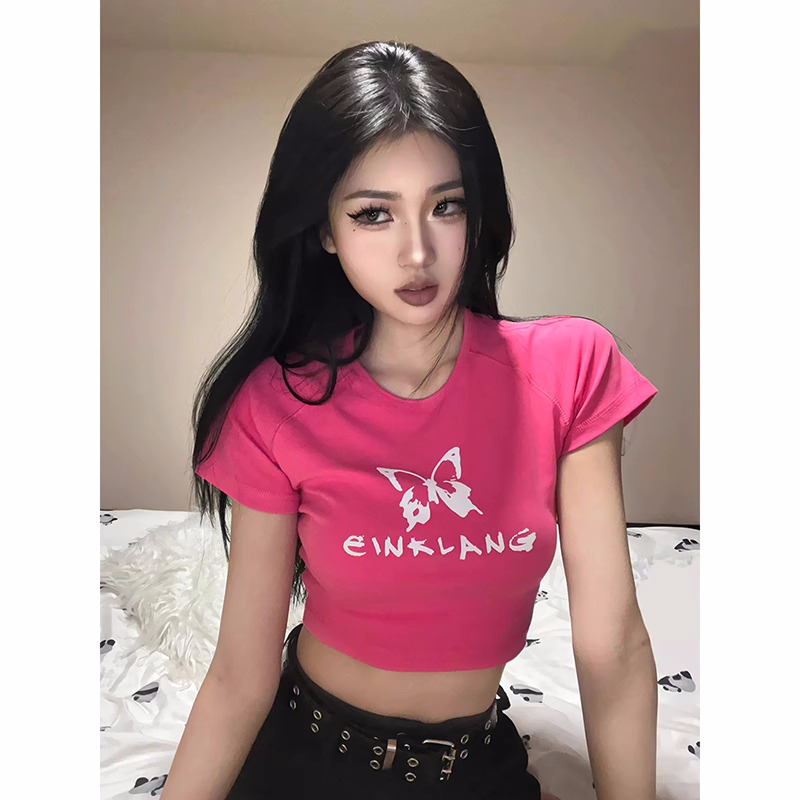 Official picture 92 cotton/8 spandex 40 count 210g pure cotton slim short T-shirt women's short sleeves