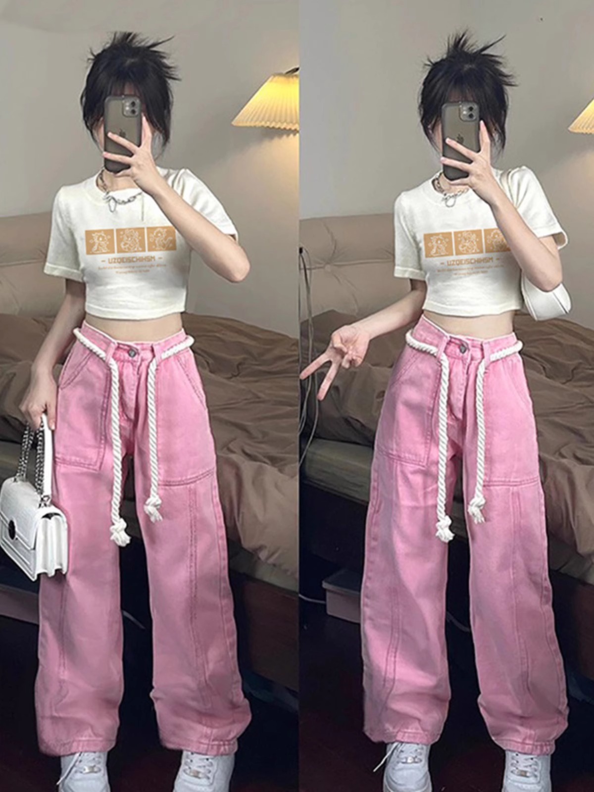 Pure cotton 210g 40 count Odell with elastic live quality front printed short slim fit t-shirt for women
