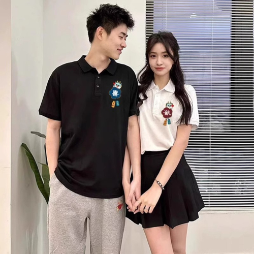 High-end Internet celebrity short-sleeved special couple wear spring and summer polo shirt 2024 new super popular brand pure cotton suit