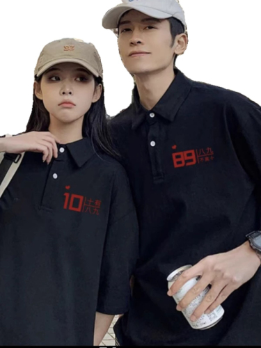 Korean style polo shirt couple summer wear 2024 new versatile college style niche loose short-sleeved cotton t-shirt trend