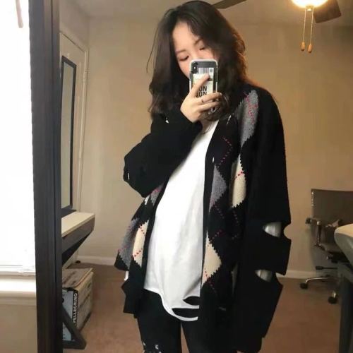 Xiaoxiangfeng cardigan sweater women's loose autumn new ins trend lazy internet celebrity knitted top jacket