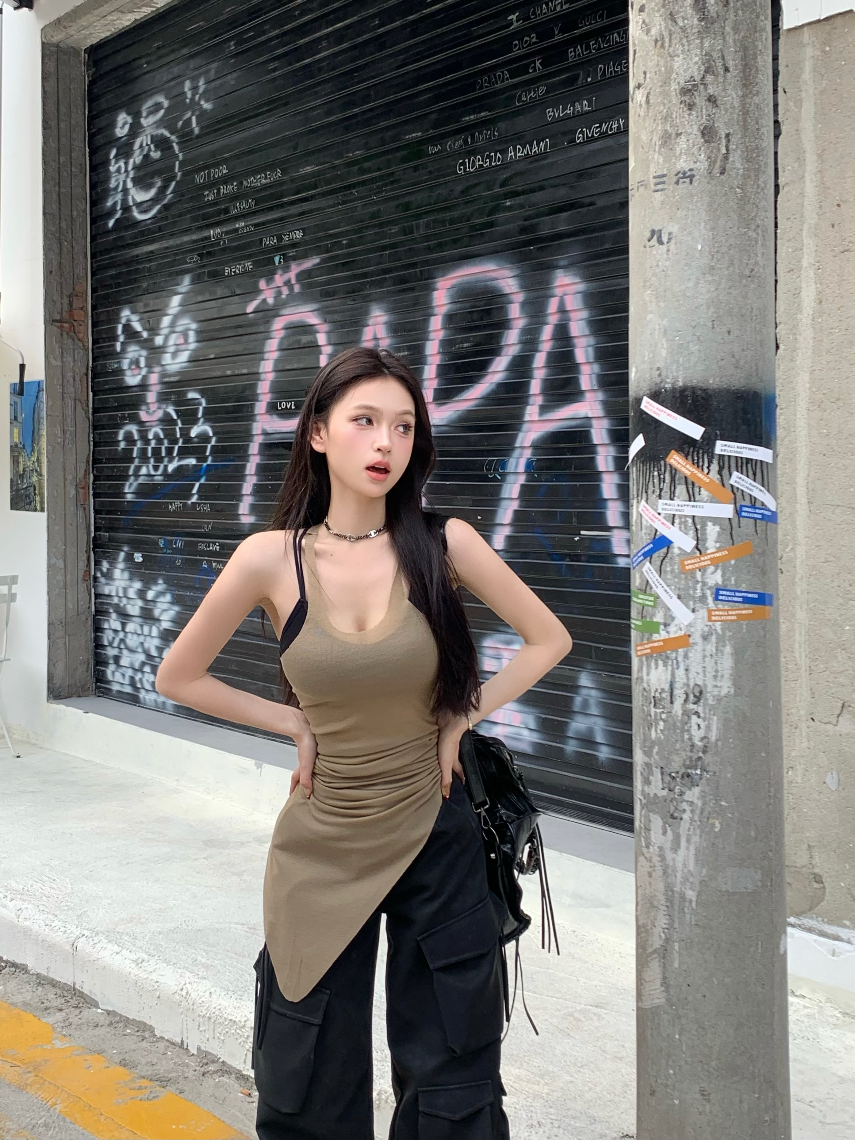 Actual shot of Pure Desire Hot Girl Style Sleeveless Camisole Women's Thin Slim Fit Versatile Stacking Two-piece Set