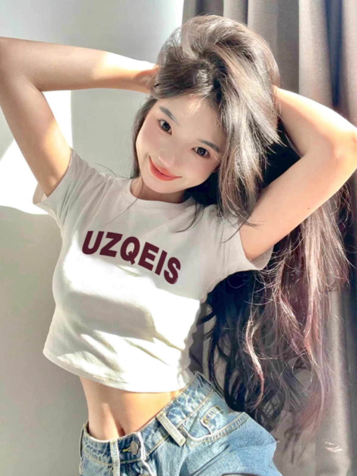 Pure cotton 210g 40 count Odell with elastic live quality front printed short slim fit t-shirt for women