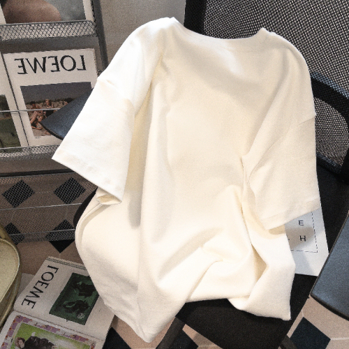 白色羊驼刺绣短袖t恤女夏季设计感小众纯棉打底衫宽松半袖上衣春